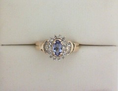 Diamond And Tanzanite Set 10kYellow Gold Woman’s Estate Ring Size 7