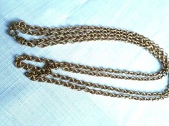 Vintage Gold Tone Chain Necklace 35 Inches Two Strands. As Pictured -VM73