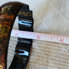 LAURANA BLACK SILVER GOLD ENAMEL BANGL BRACELET Vintage