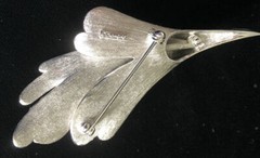Vintage Signed FRANCOIS Silver tone Floriform Dimensional LEAF PIN/Brooch,FJT