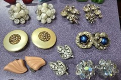 Vintage Lot Of 14 Pairs Of Clip On & Screw On Earrings Unmarked