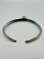 Mixed Metals Brutalist Choker Collar Necklace With Black Stone