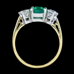 Art Deco Antique 3.30 Ct Natural Green Emerald Vintage Ring 14K Yellow Gold FN