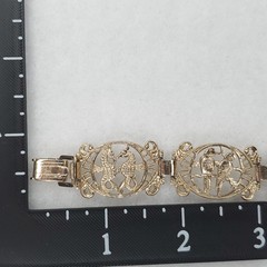 Vintage Germany Bracelet Tropical Seahorse Parrots Palm Trees Silver Tone 7″