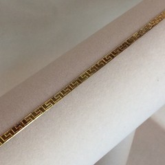 18K yellow gold over sterling silver 3.6MM Greek key herringbone bracelet NEW