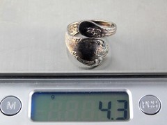 Oneida Korea Silverplate Spoon Band Wrap Ring Silver Plated Metal Size 5.75 4.3G