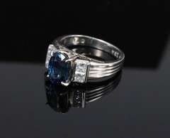 Fine 2.84ct Royal Blue Sapphire & 0.76ct Diamond Platinum Ring, Size 5.5