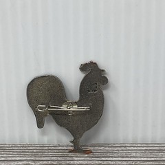 Vintage Germany KUHN ZINN ZINC 93% Rooster Enameled Broch