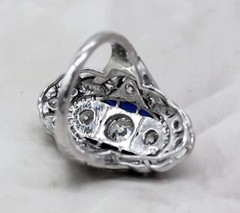 Art Deco Vintage Style Lab Created Diamond Wedding Anniversary 925 Silver Ring