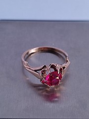 Old Vintage Soviet Union Silver 875 Ring USSR Red Stone Ruby Size US 6 (16.5 mm)