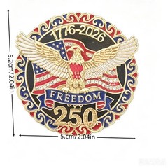 1776-2026 USA 250th Anniversary Brooch Freedom Eagle American Flag Rhinestone Pi
