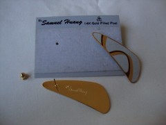 VINTAGE SAMUEL HUANG CLOISONNE RETRO ABSTRACT BURGUNDY & GRAY ENAMEL EARRINGS