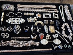 ANTIQUE VINTAGE Deco Sterling Mix Rhinestone JEWELRY LOT All Wearable 400grams