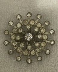 Vintage 50’s Starburst Crystal Brooch – 1.75” x 1.75” Estate
