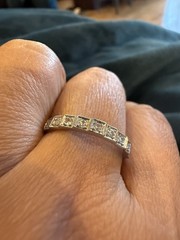 art Deco 7 Stone Single Cut diamond 14k band wedding estate antique ring