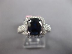 LARGE 2.46CT DIAMOND & AAA SAPPHIRE 18K WHITE GOLD HALO FILIGREE ENGAGEMENT RING