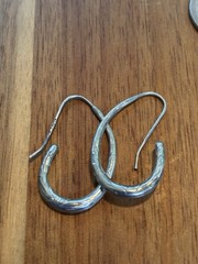 VINTAGE HAMMERED WIRE CURL STERLING SILVER HOOP EARRINGS 925 PRETTY HOOPS