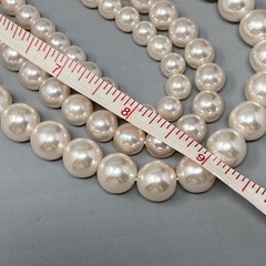 Imitation Pearl Necklace Soft Pink Hue Tripple Strand Collar Classic Couture 16″