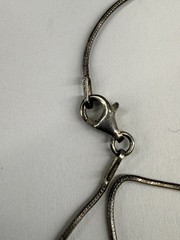 VINTAGE 925 ITALY STERLING SILVER NECKLACE WITH IRON METEORITE PENDANT