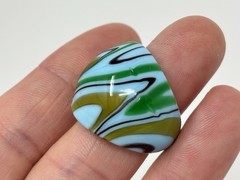 Murano Swirl Art Glass Wide Dome Cocktail Ring Blue Gold Chunky Sz 7.5