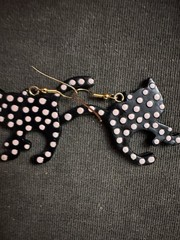 Polka Dot Vintage Cat Earrings