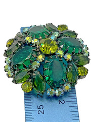 Vintage D&E Juliana Green AB Rhinestone Brooch Pin VERIFIED Uranium Glass Book