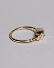 Three Stone 1.69CT Green & White Lab Created Diamond 14K Yellow Gold Finish Ring