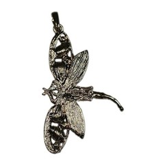 Dragonfly Pendant Abalone & Rhinestones Nickel Free Hildie & Jo