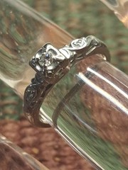 14k White Gold Designer Solitaire Diamond Ring 3 Diamond 2.3Gram Sz 5