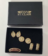 Evan St Clair 3 Pairs Clip On Earrings Gold Tone Genuine Diamond Dust MCM Modern