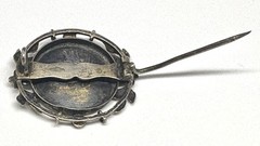 K17 1880-1920 ANTIQUE BROOCH Silver 835 Sapphire & Garnet 27 mm 1.1 Inches WW1