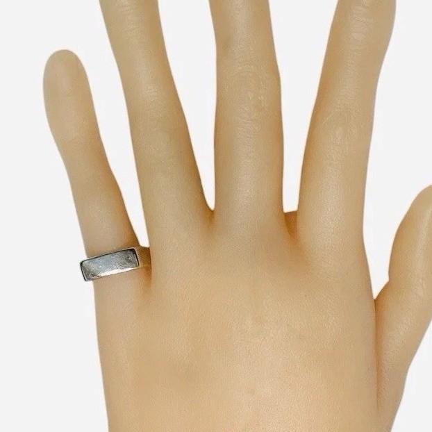 Sterling Silver Signet Pinkie Ring Minimalist Flat Top Bar Dainty Size 4 Vintage