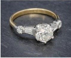 Art Deco 2.30 Ct White Diamond Antique Vintage Wedding Ring 14K Yellow Gold FN
