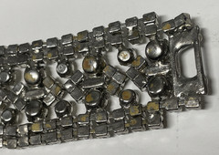 Vintage Mid Century Rhinestone 5 Row Bracelet Silver-Tone 7.5″ (FC110-1Q4452
