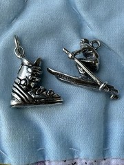 Vintage Sterling Silver Ski Skier Skiing Downhill Boot Charm 8g