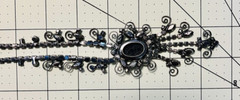 D&E Juliana Book Piece Long Black Rhinestone Floral Transfer Gun Metal Necklace