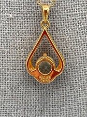 Designer PAJ BB Gold Plated Blue Topaz Drop Pendant Necklace 18 inches