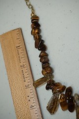 Vintage Chunky Statement Necklace Tigers Eye and Natural Quartz Crystals 19″-22″