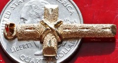 14k yellow gold 1.35″ diamond cut cross charm pendant handmade 2.45gr N3098C