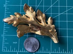 vintage Large YELLOW Gold Tone Leaf Pin Brooch Vintage 1960s SUPER HEAVY 3D VTG