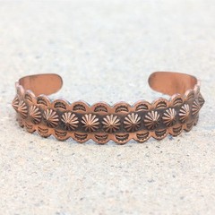 Vintage Southwest copper cuff, Bell Trading Post hand-stamped bracelet