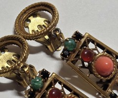 Vintage Possible Schreiner Juliana D&E Clip On Earrings Moroccan Matrix VGC