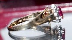 14k yellow gold ring 0.41ct natural diamond & treated ruby size 7 vintage 2.2gr