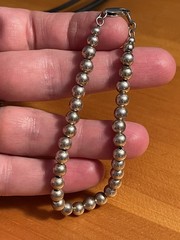 Vintage Sterling Silver 925 Bead Beaded Ball Bracelet 8 In Long READ