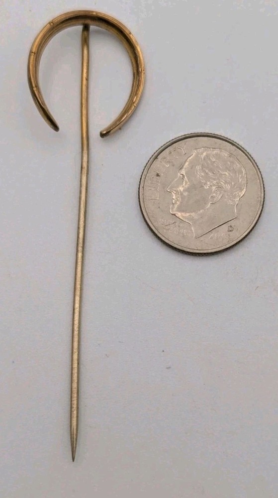 Antique Victorian Horseshoe Shaped Stick Pin Goldtone 2.5 Inches