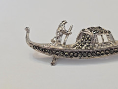 Vintage 800 Silver Marcasite Gondola Brooch