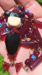 SALE! GEISHA LAMPWORK ART GLASS PENDANT VTG GLASS BEAD WIRE NECKLACE SET OOAK