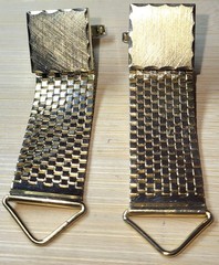 FOSTER Brushed Goldtone Mesh Cufflinks Bullet Back Signed Very Good Condition