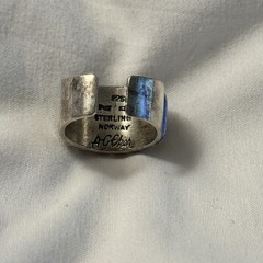 Vintage Anna Greta Eker Modernist Sterling Silver Ridged Adjustable Ring Size 8