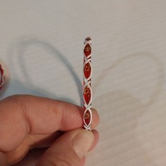 Lot of 4 Red and White Glass Bangle Bracelets Vintage 1960s India